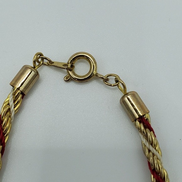 Twisted Rope Chain Necklace and Bracelet Gold Red Tone Womens Fashion Jewelry - Picture 5 of 10